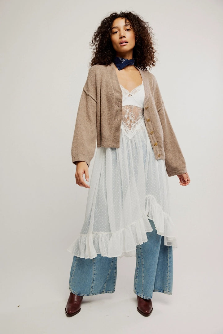 Free People - Cool Of The Night Cardi in Mocha Melange