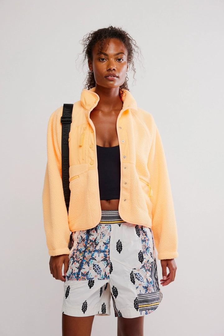 Free People Movement - Hit The Slopes Fleece Jacket in Neon Clementine