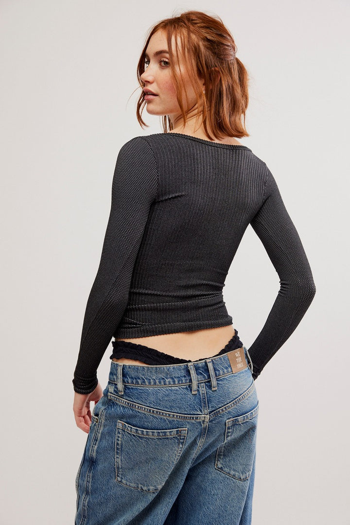 Free People - Clean Slate Seamless Layering Top in Black