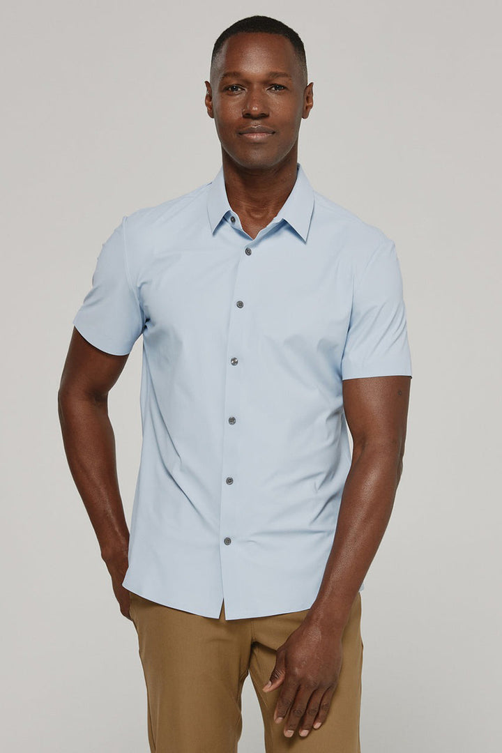 7DIAMONDS - American Me Short Sleeve Shirt in Dusty Blue