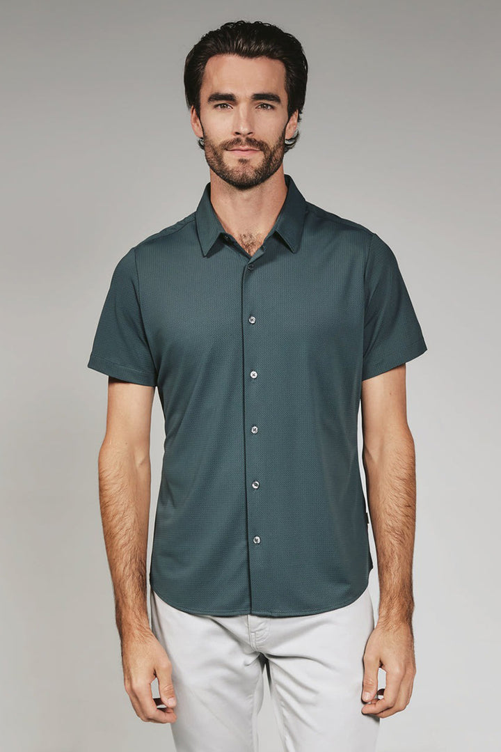 7DIAMONDS - Aldridge Short Sleeve Shirt in Petrol Navy