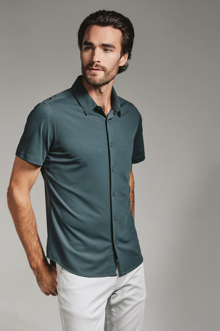 7DIAMONDS - Aldridge Short Sleeve Shirt in Petrol Navy