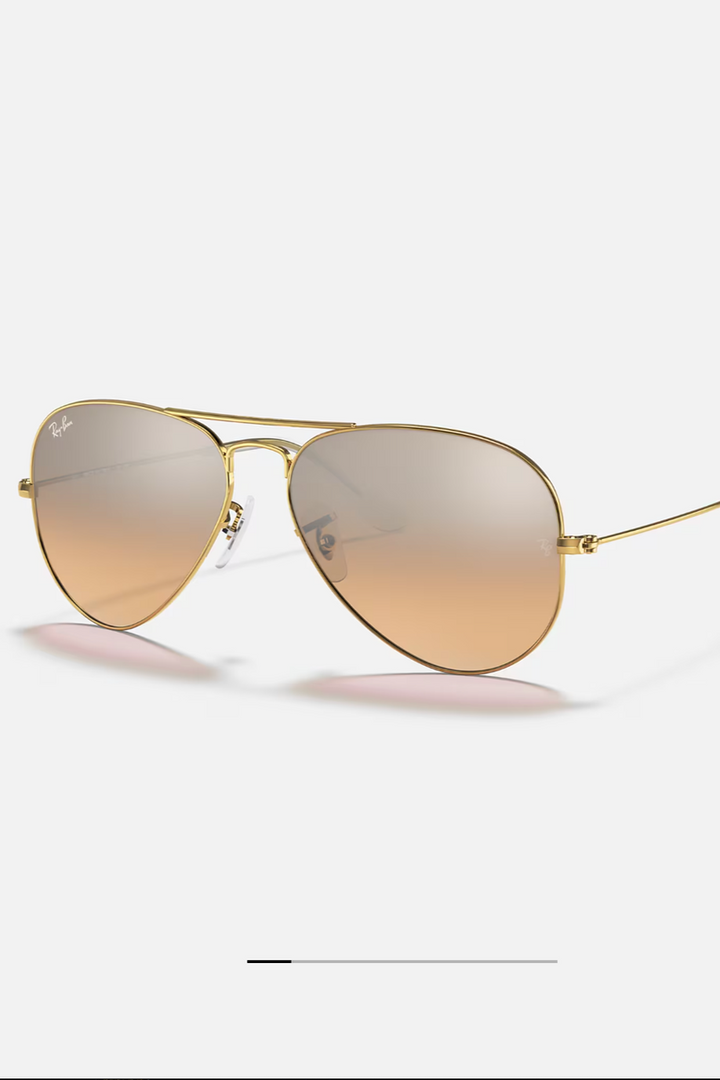 Ray Ban - Aviator Large Metal in Arista Frames with Pink Mirror Gradient Grey Lenses - RB3025001/3E58
