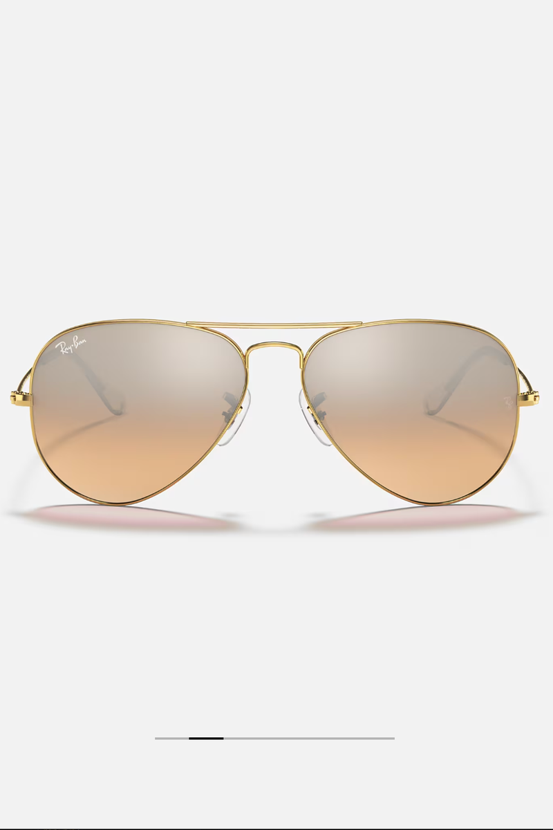 Ray Ban - Aviator Large Metal in Arista Frames with Pink Mirror Gradient Grey Lenses - RB3025001/3E58