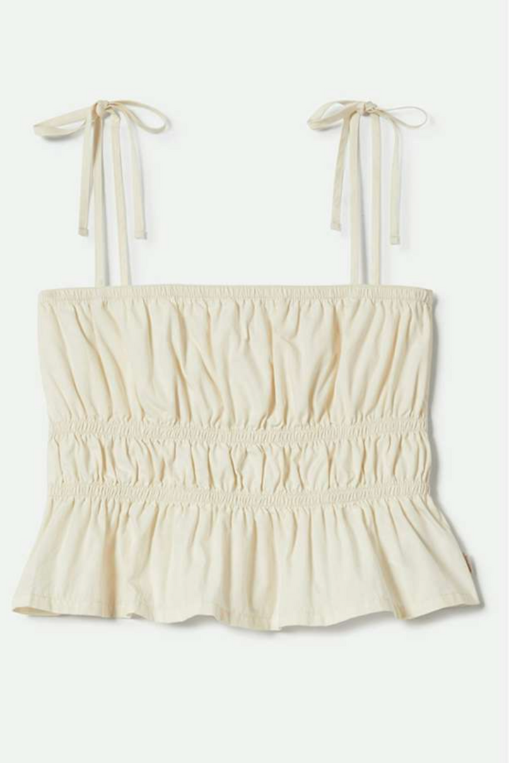 Brixton - Eden Smocked Top in Off White