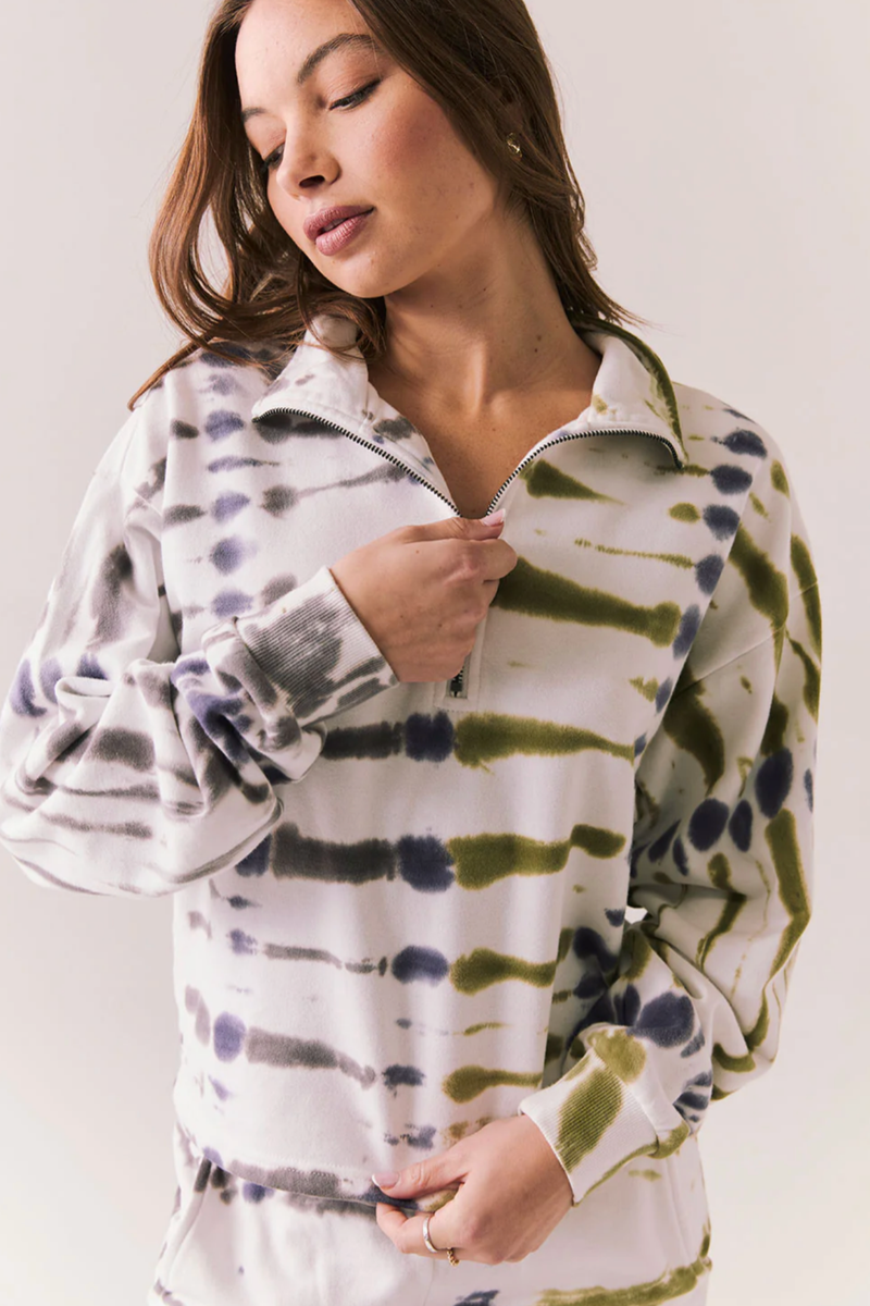 Chaser - Ithaca Half Zip in Autumn Tie Dye