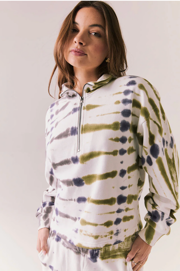 Chaser - Ithaca Half Zip in Autumn Tie Dye