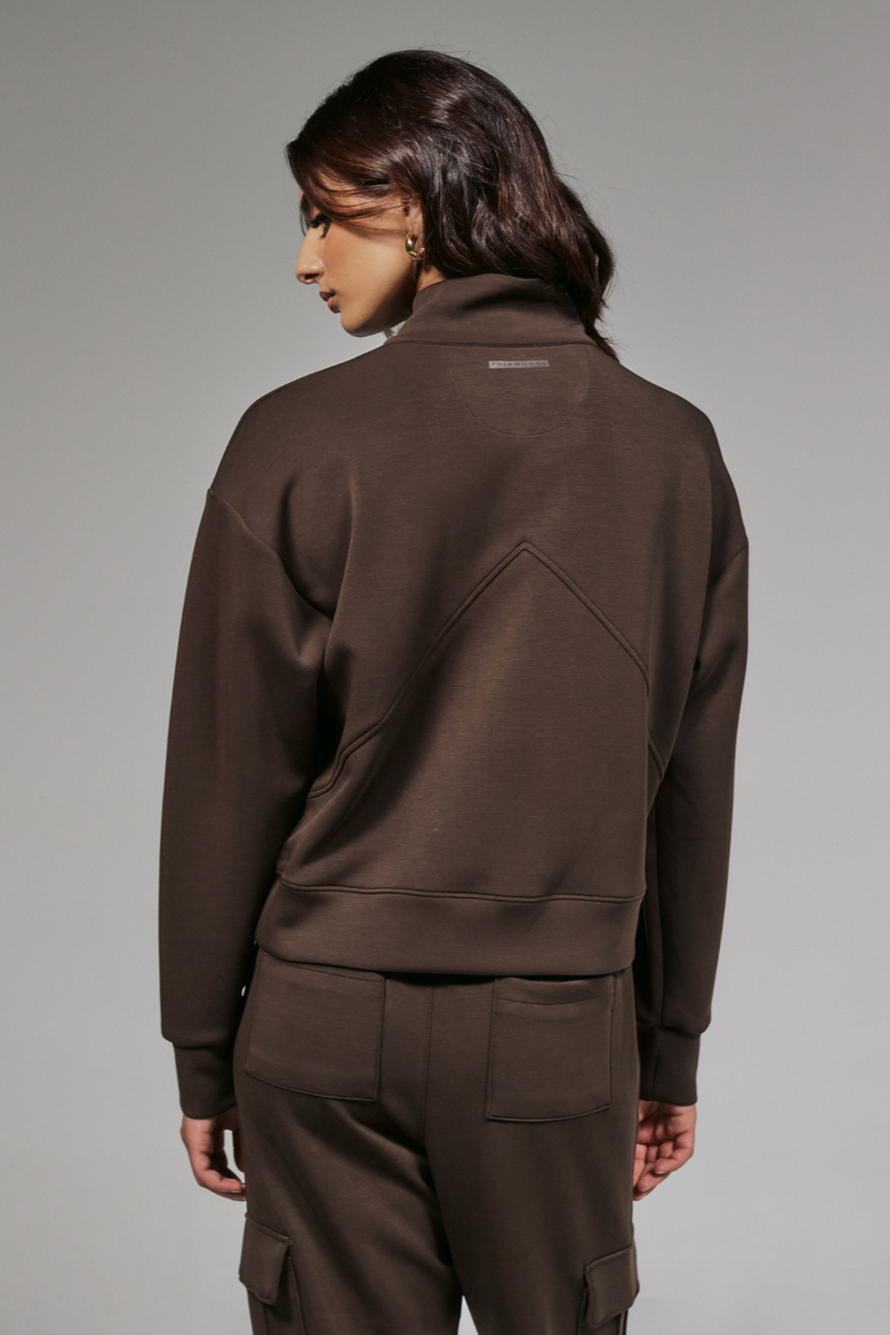 7DIAMONDS - REV™ Crop Quarter-Zip Pullover in Mocha