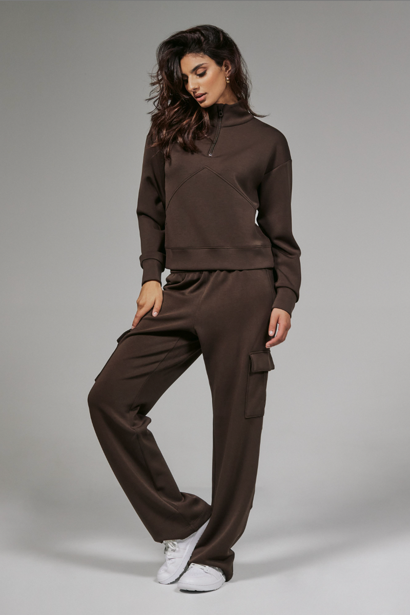 7DIAMONDS - REV™ Crop Quarter-Zip Pullover in Mocha