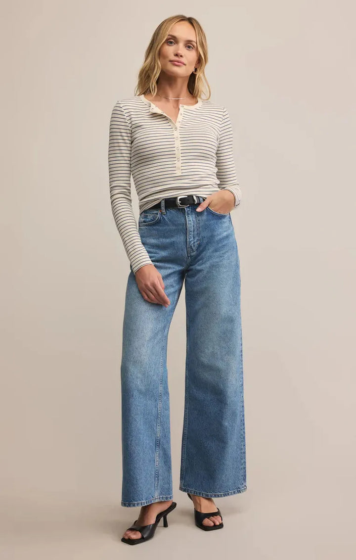 Z Supply - Stella Stripe Henley in Crystal