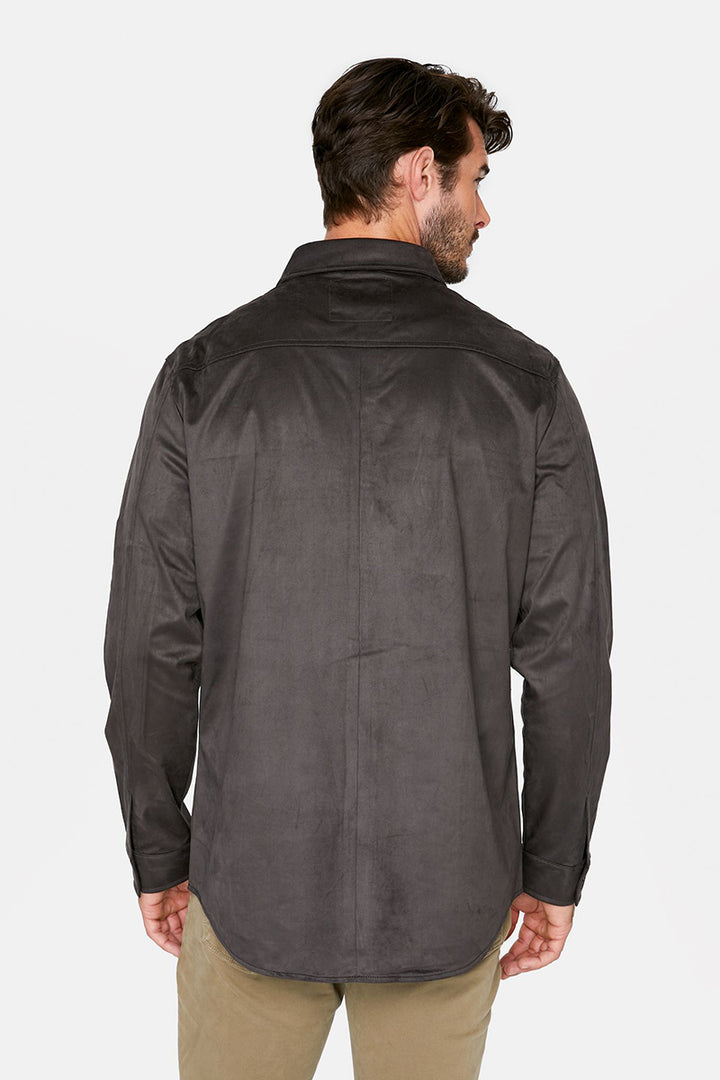 7DIAMONDS - Suede Over Shirt in Dark Grey