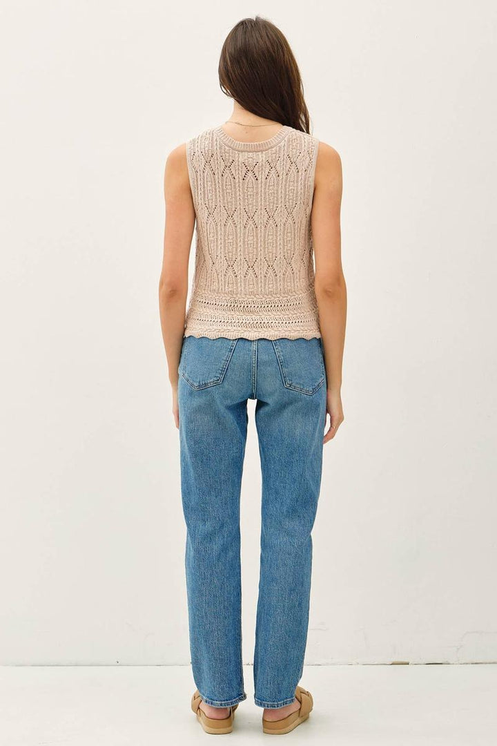 Be Cool -  Crochet Knit Sweater Vest in Taupe