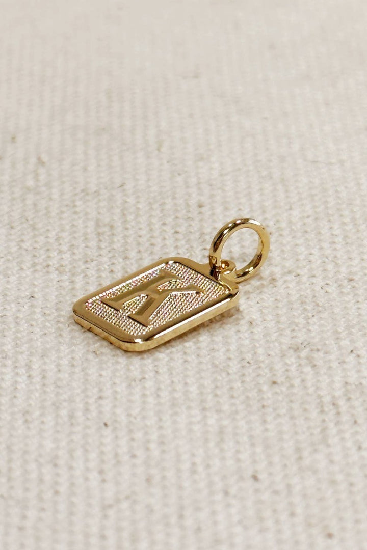 GoldFi - Textured Initial Plate Pendant - Letter K