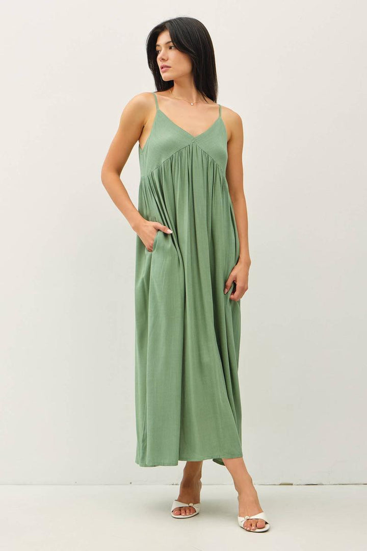 BE Cool - Breezy Baby Doll Maxi Dress in Spruce