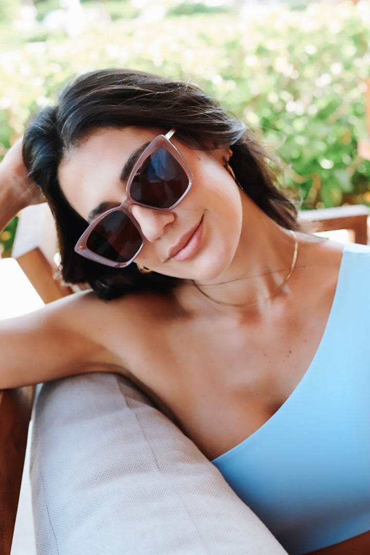 I-SEA - Aloha Fox with Dusty Rose Frame and Brown Polarized Lenses