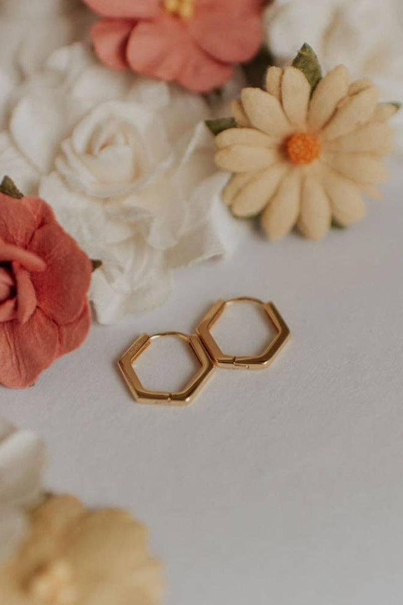 Mauve Jewlery Co. - Hexagon Huggies in Gold