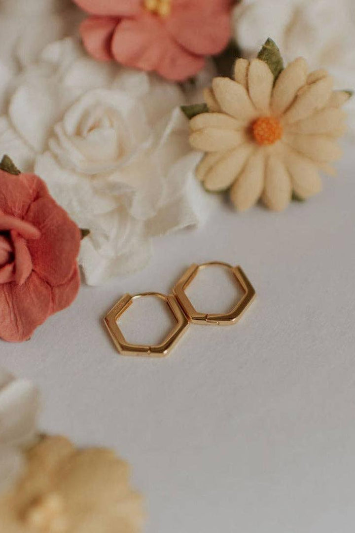 Mauve Jewlery Co. - Hexagon Huggies in Gold