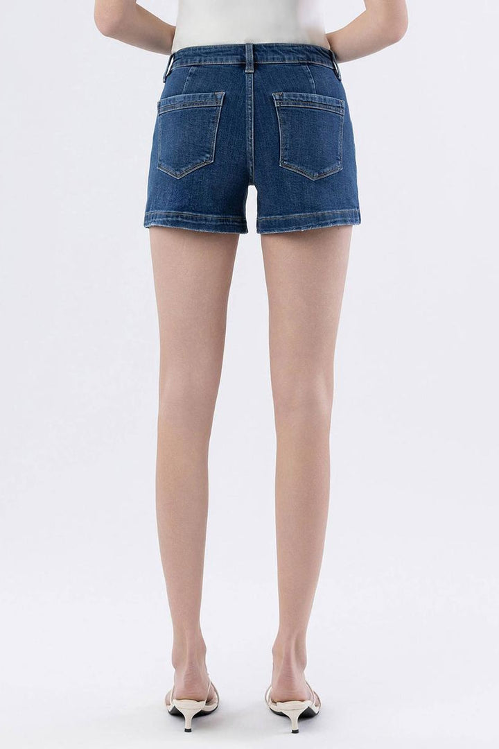 VERVET by Flying Monkey - High Rise Trouser Hem Utility Shorts in Sugar