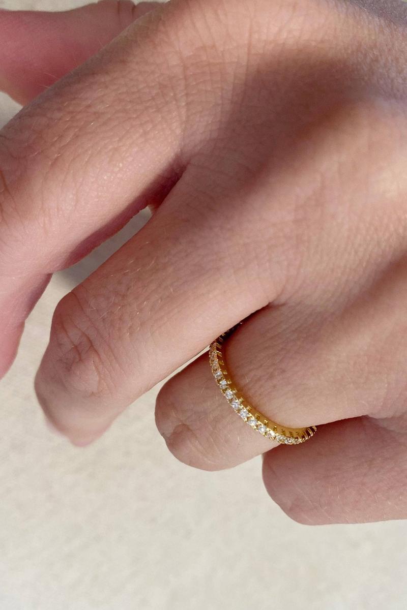 GoldFi - 18k Gold Filled Eternity Micro Cubic Zirconia Stone Ring