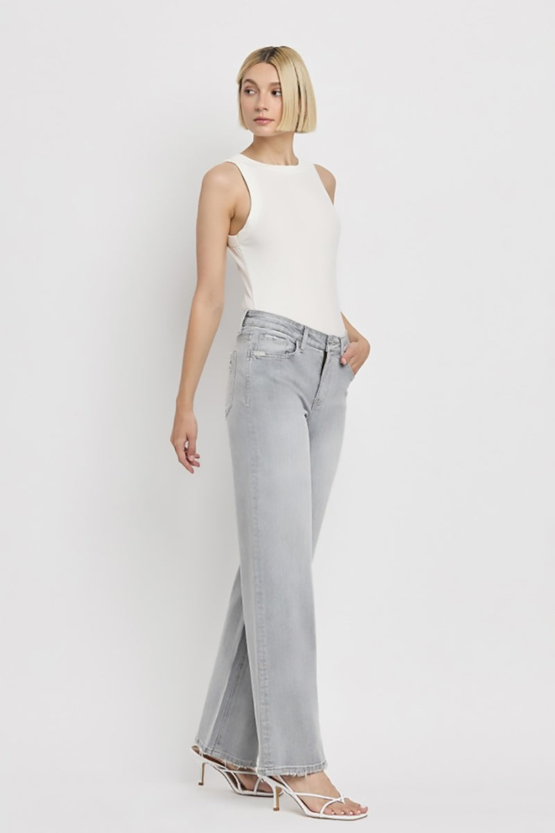 VERVET by Flying Monkey - High Rise Wide Leg Jeans in Clementine