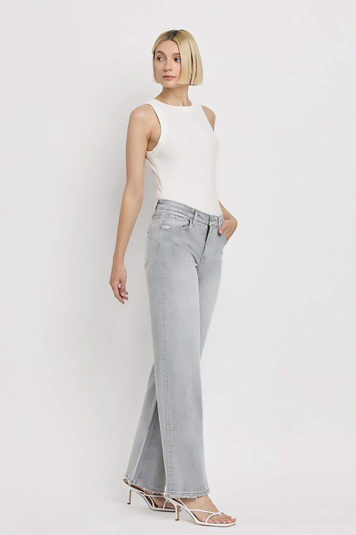 VERVET by Flying Monkey - High Rise Wide Leg Jeans in Clementine