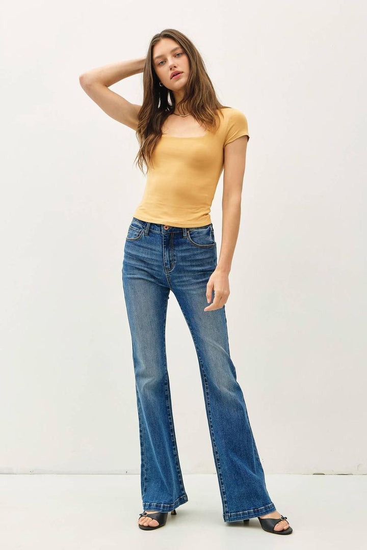 Be Cool - Square Neck Knit Tee in Golden Rod