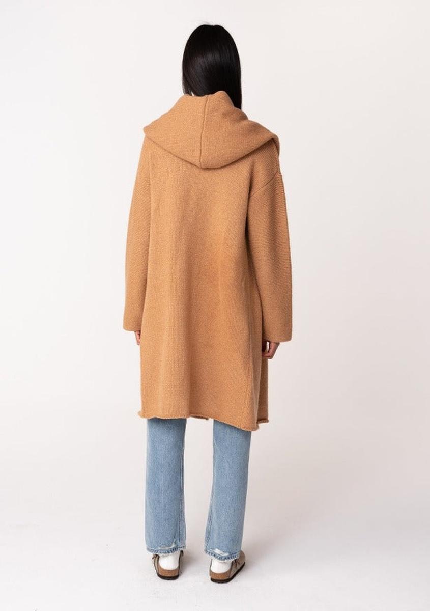 Lovestitch -  Cozy Oversized Two Pocket Hooded Cardigan in Camel