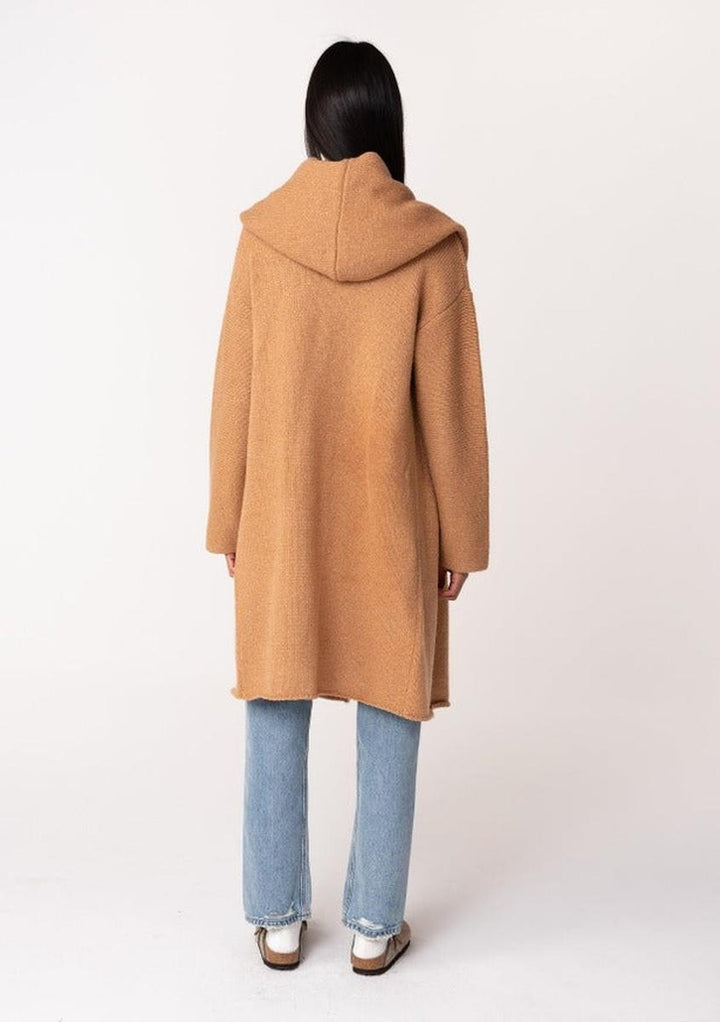 Lovestitch -  Cozy Oversized Two Pocket Hooded Cardigan in Camel