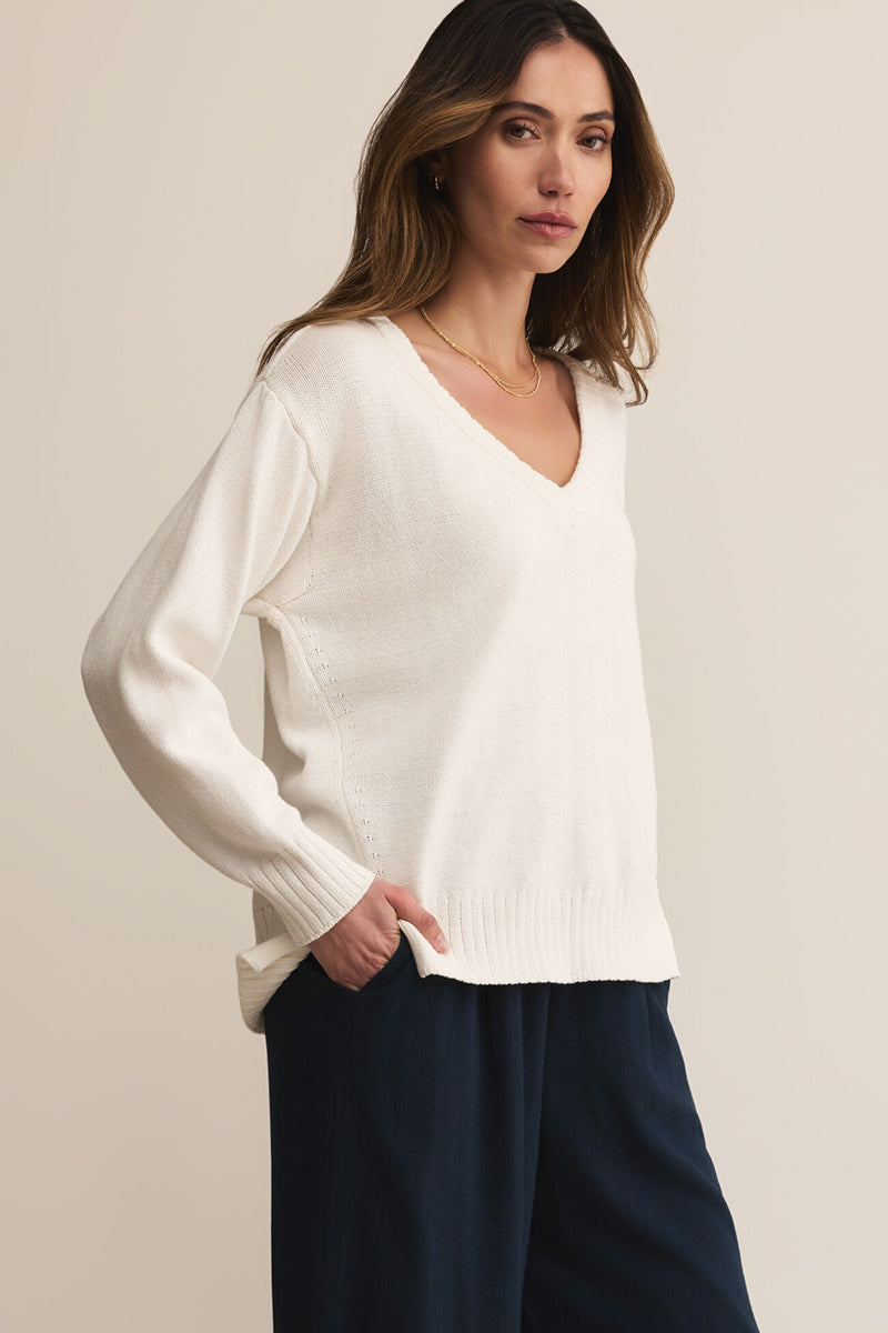 Z Supply - All Around V-Neck Sweater in White