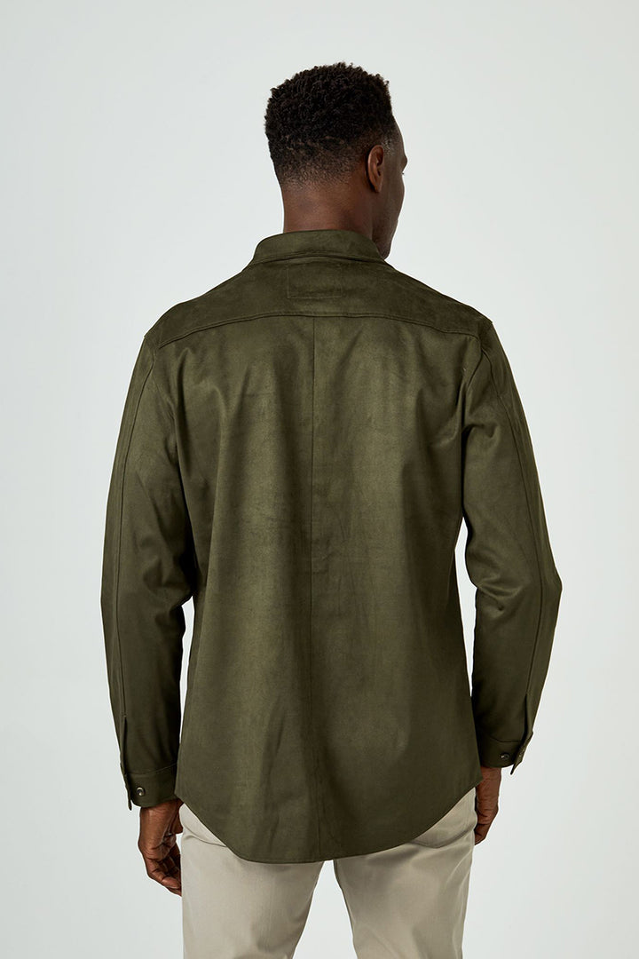 7DIAMONDS - Suede Over Shirt in Olive