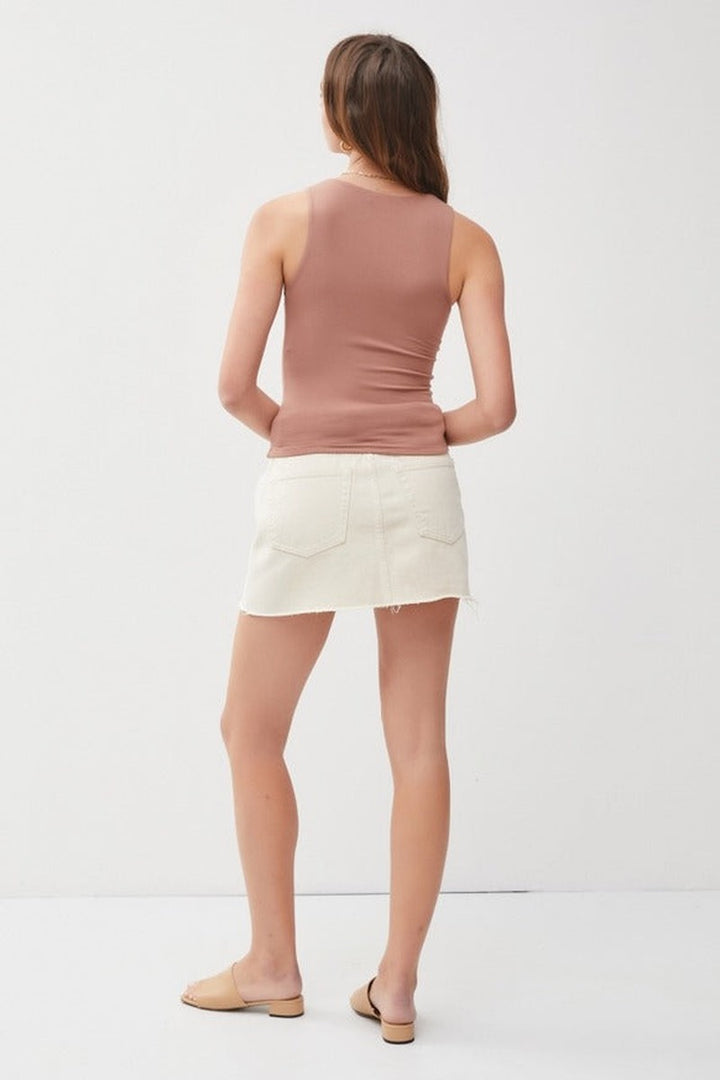 Be Cool - Basic Double Lined Boat Neck Tank in Mocha