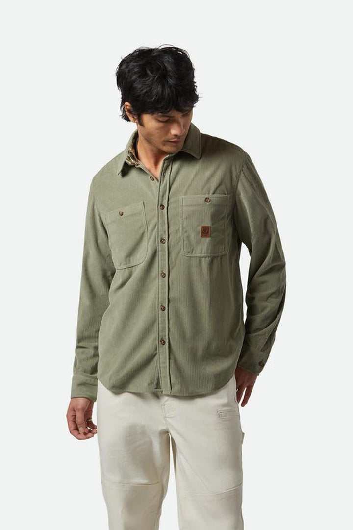 Brixton - The Field Corduroy Overshirt in Military Olive