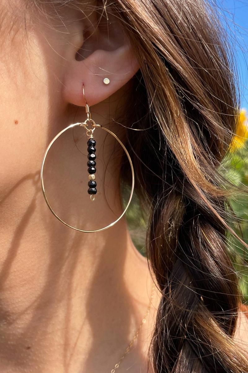 Quinn Sharp - Circle Hoops Gemstone Bar | 14kt Gold Filled 