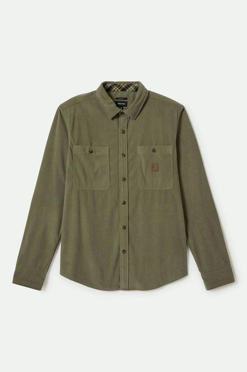 Brixton - The Field Corduroy Overshirt in Military Olive