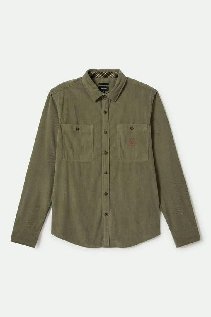Brixton - The Field Corduroy Overshirt in Military Olive