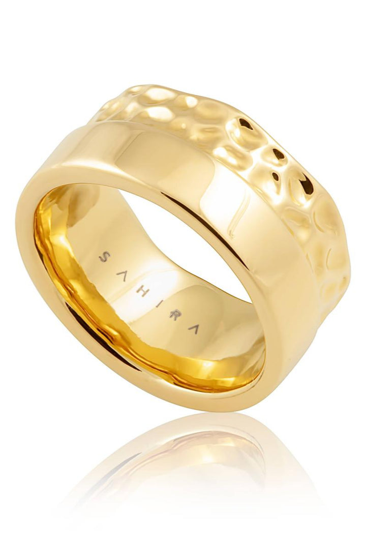 Sahira Jewelry - Jasper 18K Gold Plated Band Ring - Size 6