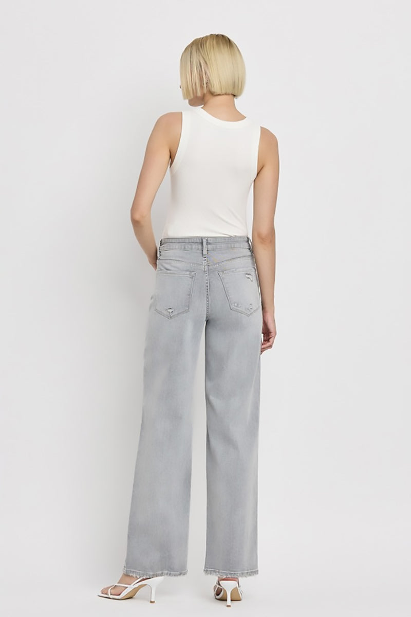 VERVET by Flying Monkey - High Rise Wide Leg Jeans in Clementine