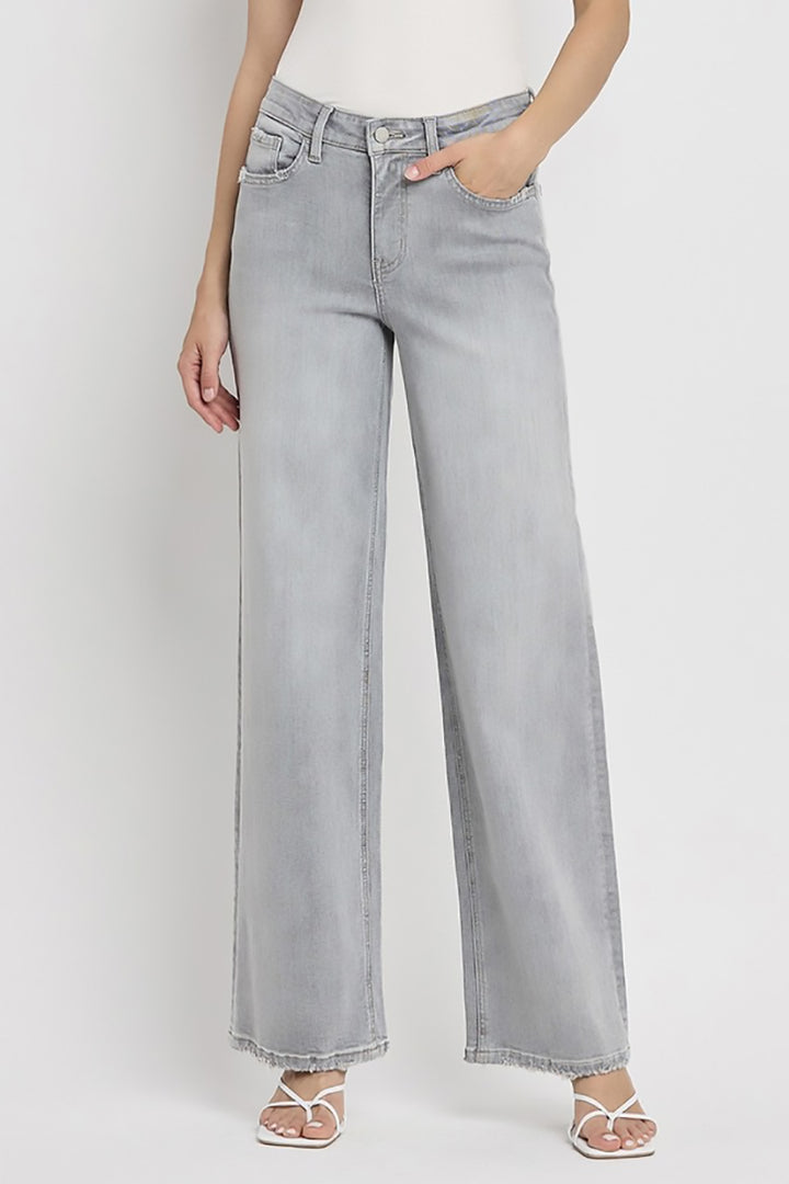 VERVET by Flying Monkey - High Rise Wide Leg Jeans in Clementine
