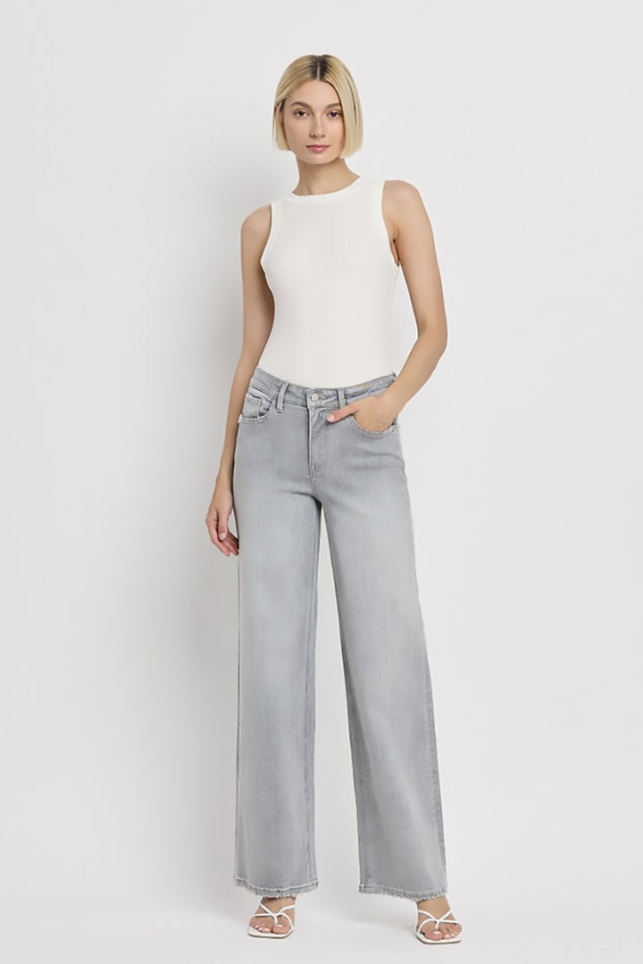 VERVET by Flying Monkey - High Rise Wide Leg Jeans in Clementine