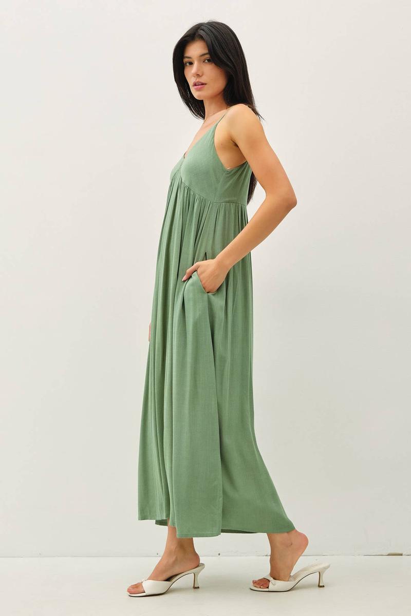 BE Cool - Breezy Baby Doll Maxi Dress in Spruce