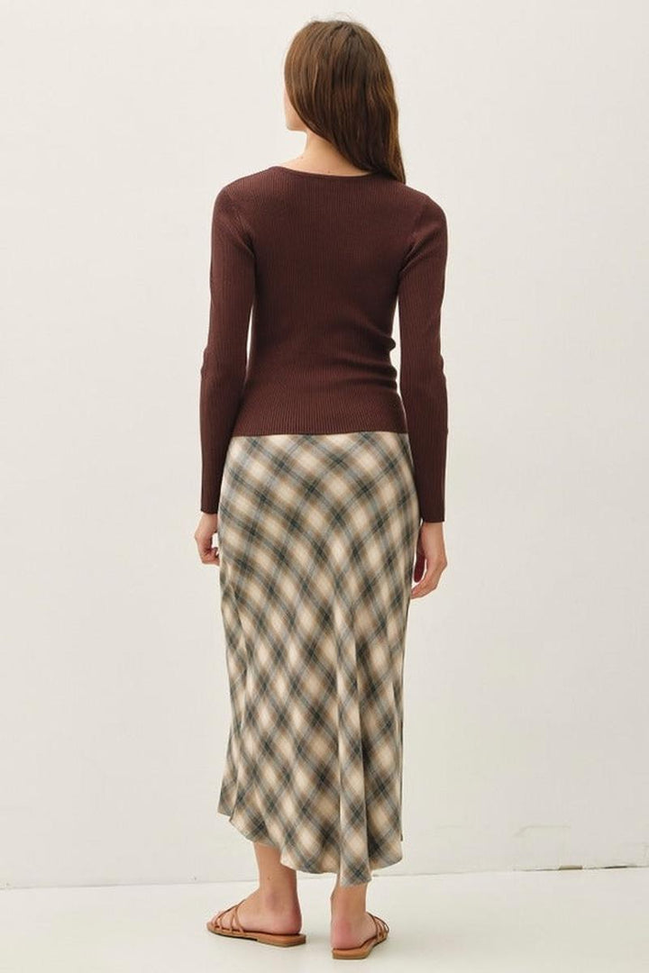 Be Cool - Ribbed Button Up Cardigan in Choco