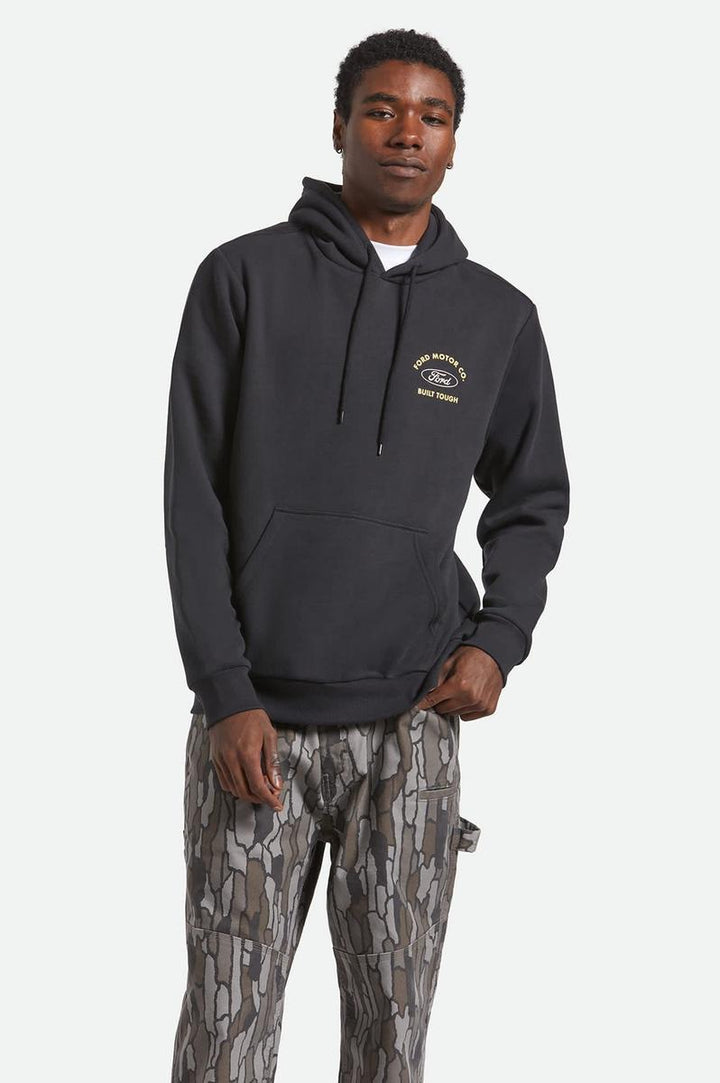 Brixton - Ford Built Tough Fleece Hoodie in Burnt Rubber