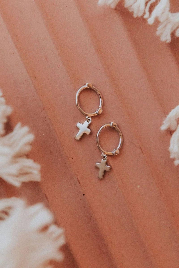 Mauve Jewlery Co. - Cross Hoops in Silver