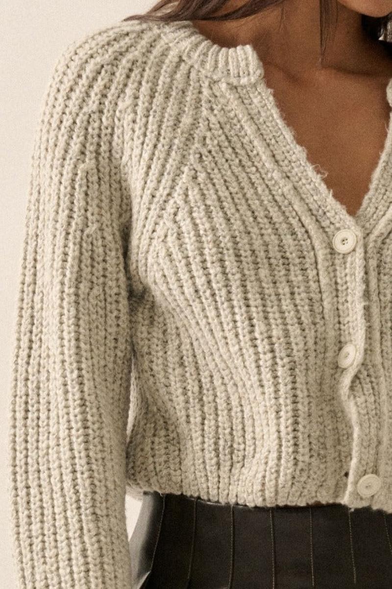 Promesa USA - Confetti Button-Front Cardigan Sweater in Heather Cloud