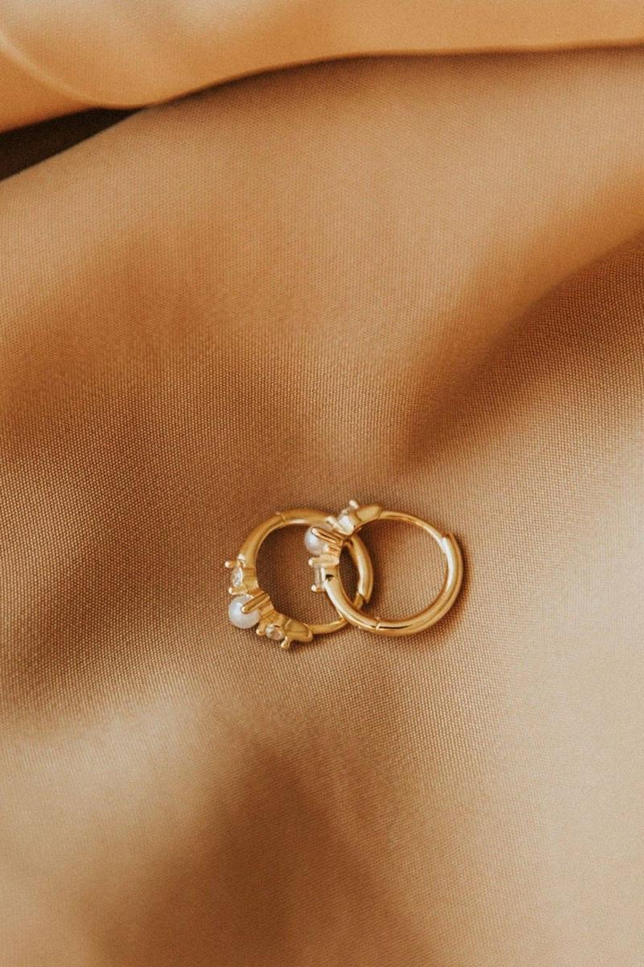 Mauve Jewlery Co. - Alexandria Diamond and Pearl Hoops in Gold