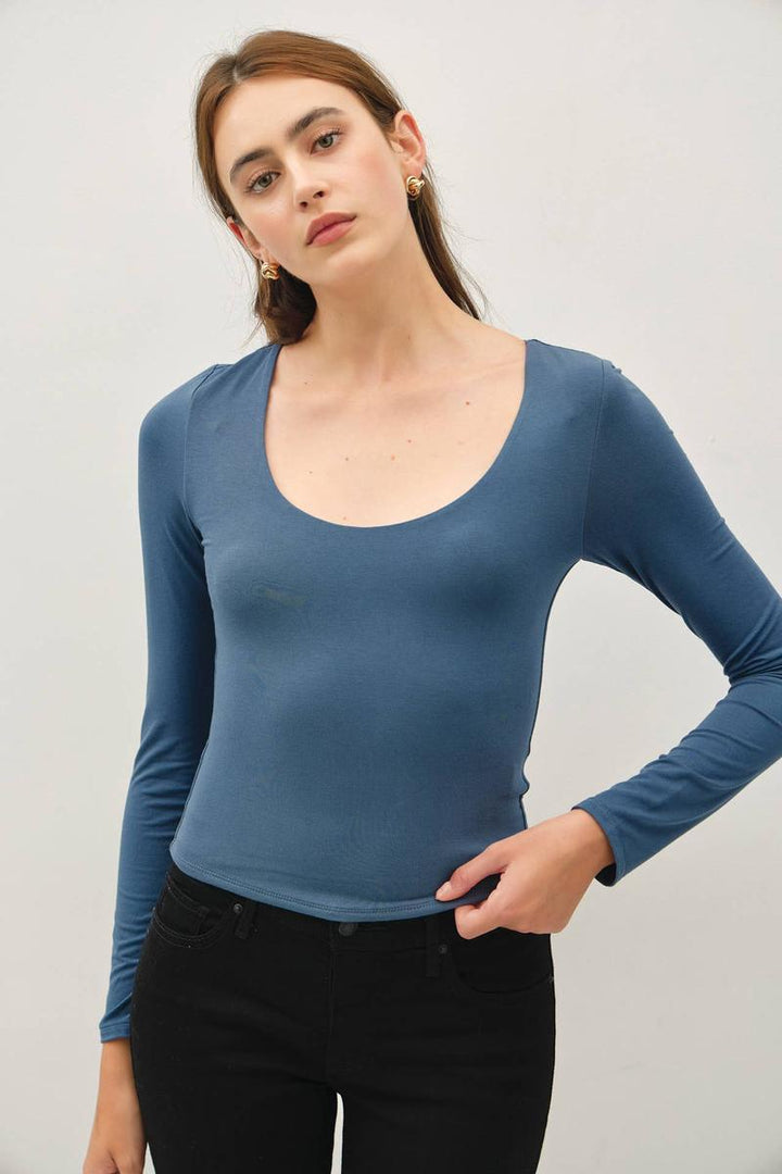 Be Cool - Basic Long Sleeve Top in Teal