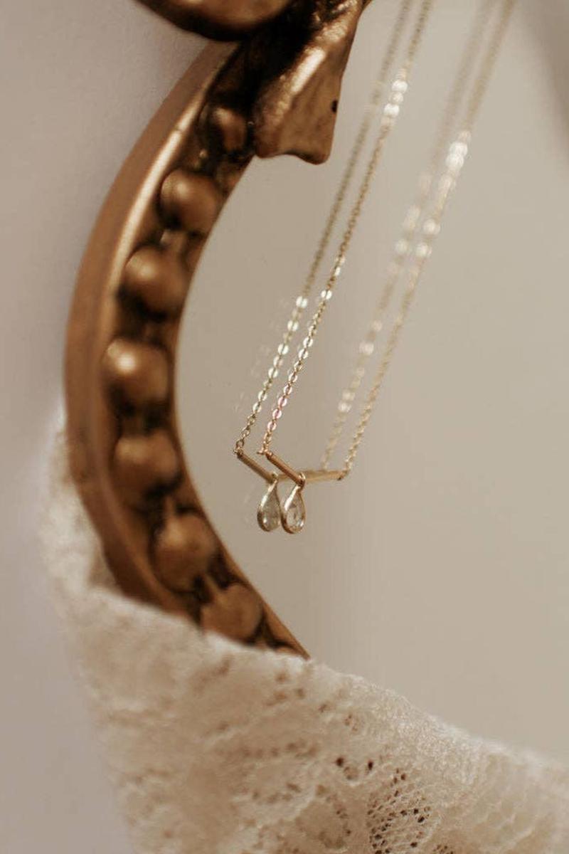 Mauve Jewlery Co. - Harper Diamond Teardrop Necklace in Gold