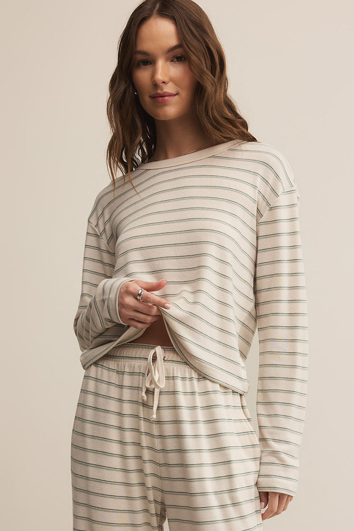 Z Supply - Laid Back Stripe Top in Hunter Green