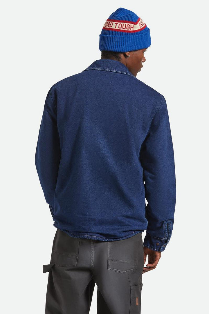Brixton - Durham Sherpa Lined Jacket in Medium Wash Denim