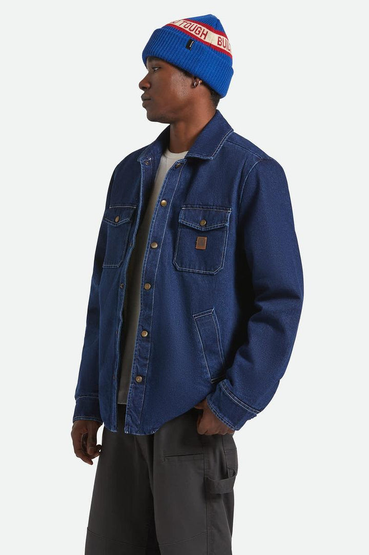 Brixton - Durham Sherpa Lined Jacket in Medium Wash Denim